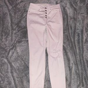 high rise white jeans